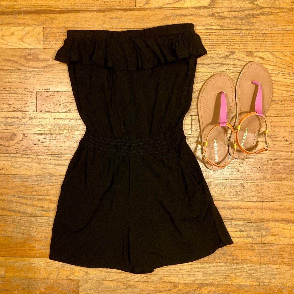 Black Strapless Romper